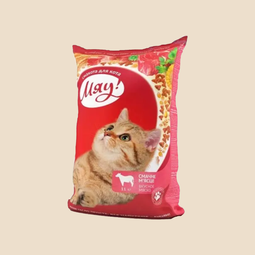Корм сухий для дорослих котів Мяу повнораціонний з куркою 11 кг