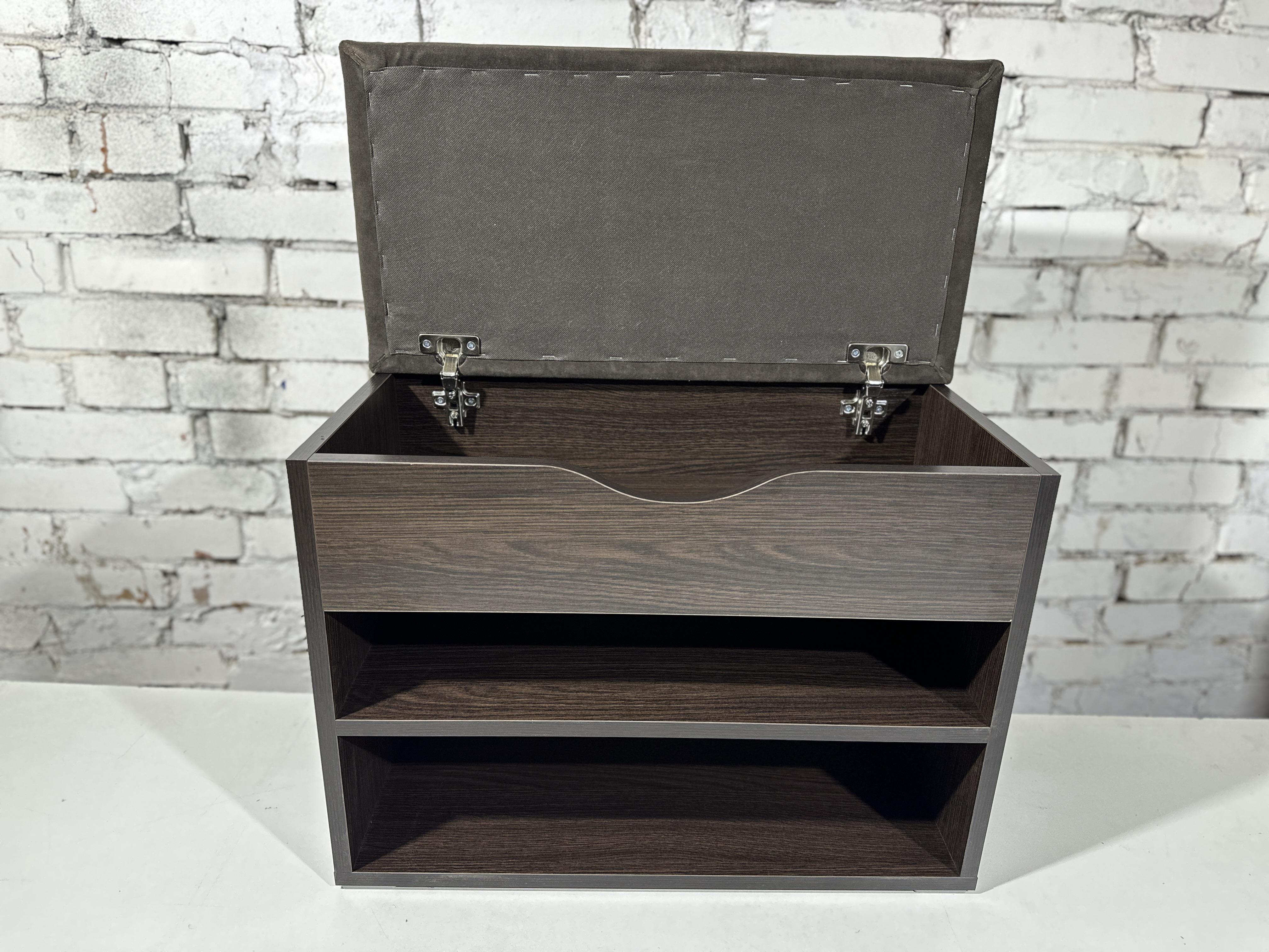 Тумба для обуви ДСП/ткань 30х60х45 см Венге темный/Шоколад - фото 3