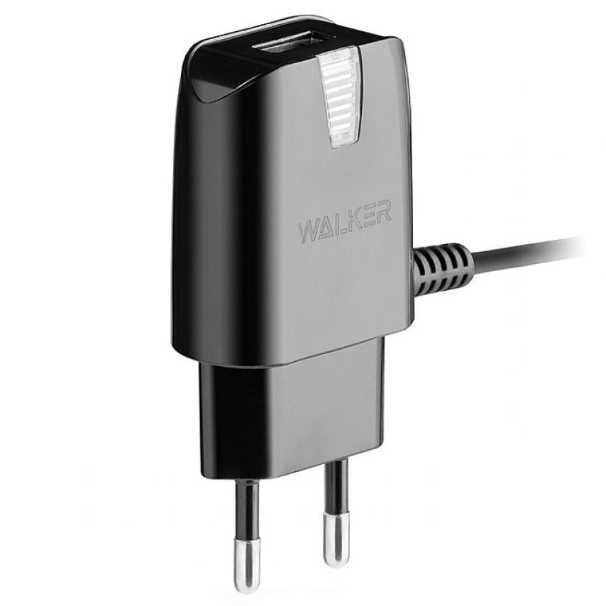 Сетевое зарядное устройство Walker WH-24 1xUSB 2A кабель Type-C Black