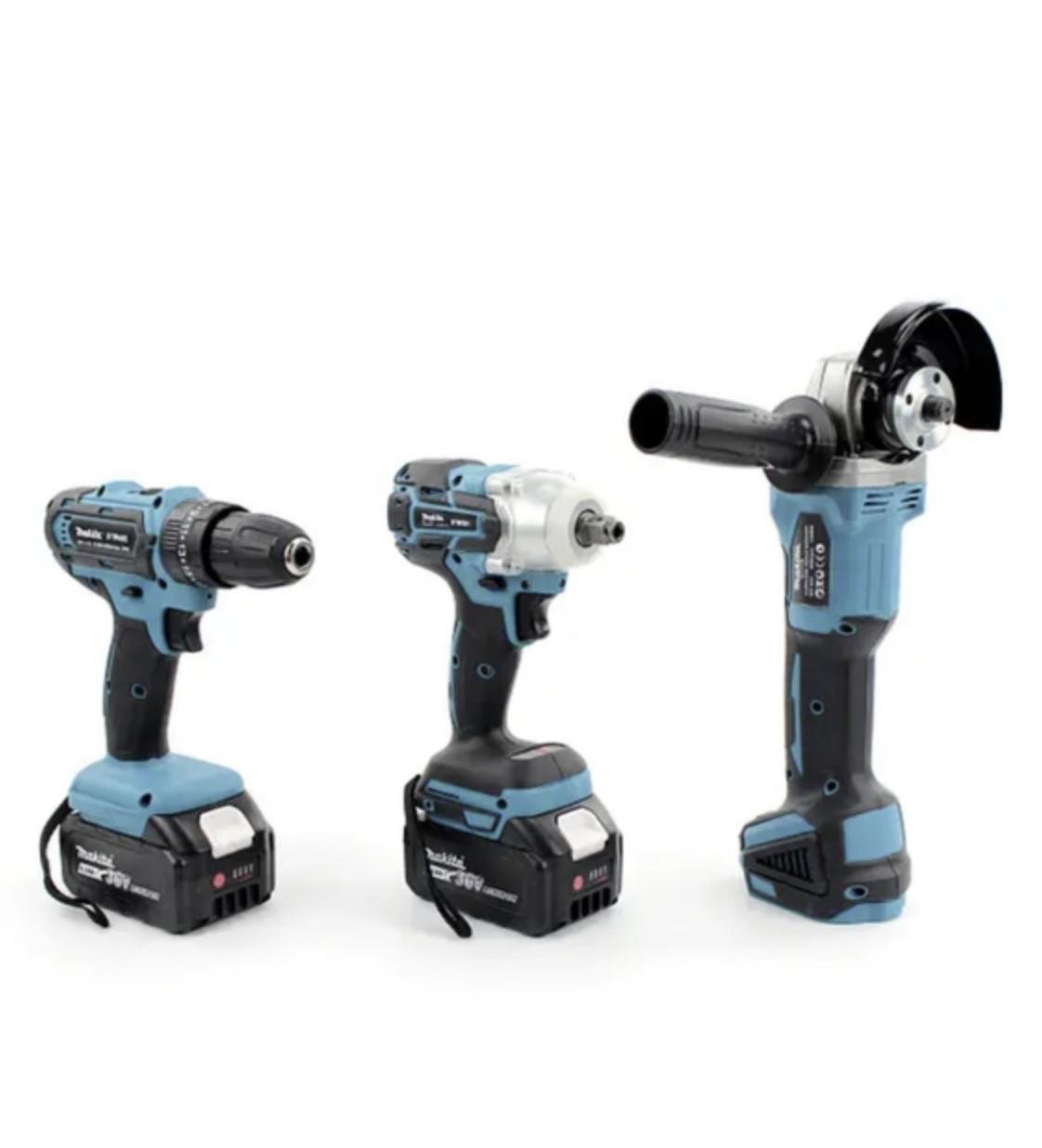 Набор инструментов Makita 3в1 шуруповерт ударный 48V DTW485/болгарка 9237CB/гайковерт DTW301 Синий - фото 2 Набор инструментов Makita 3в1 шуруповерт ударный 48V DTW485/болгарка 9237CB/гайковерт DTW301 Синий - фото 2