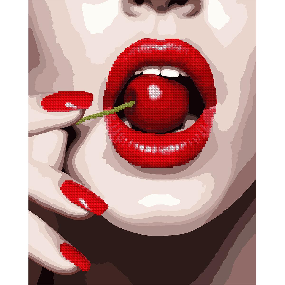 Картина по номерам с алмазной мозаикой Santi Вишневые губы 40x50 см (Top-954881)