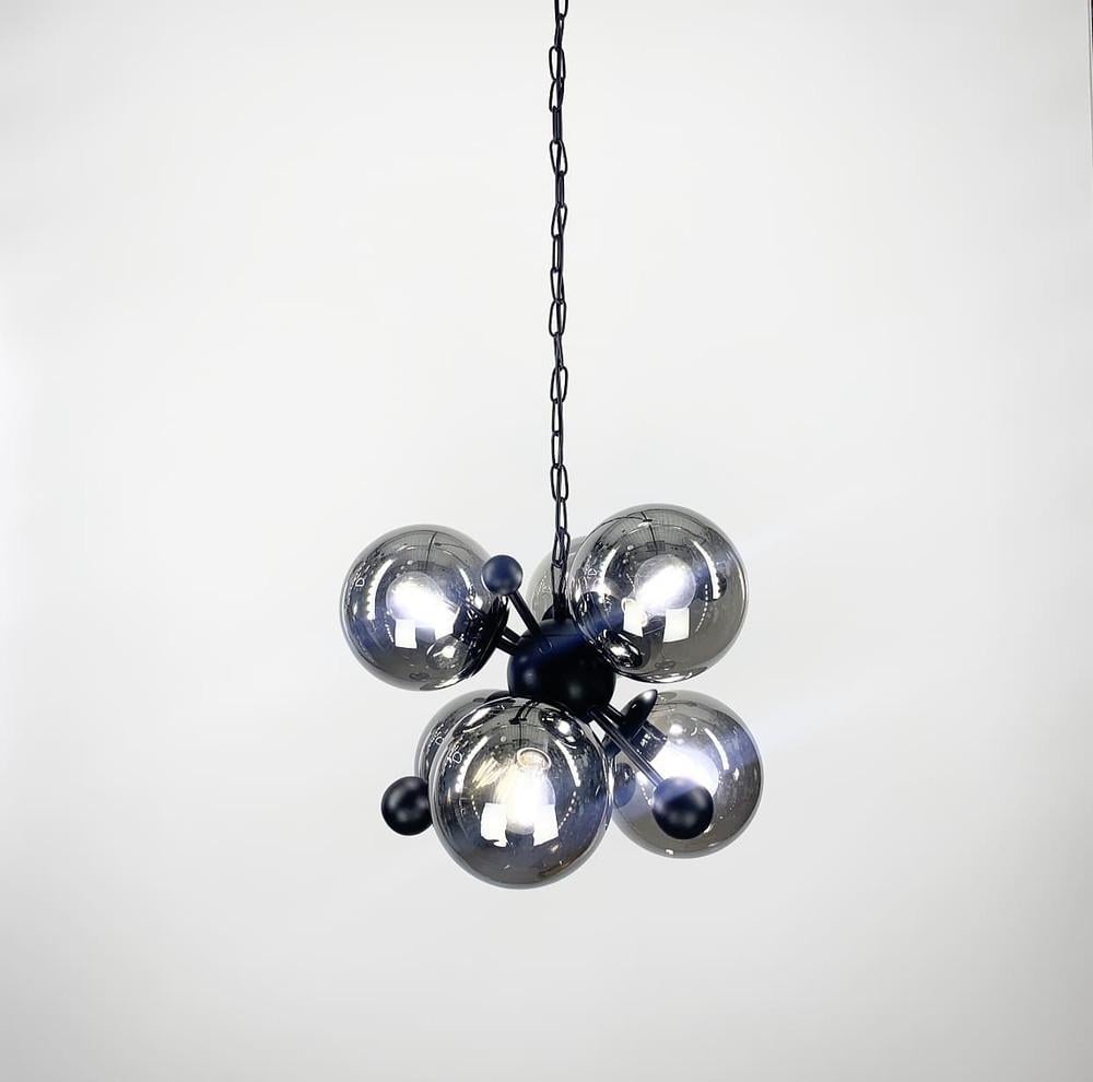 Люстра подвесная с 6 графитовыми плафонами Черный (0666/6 BK/GR)