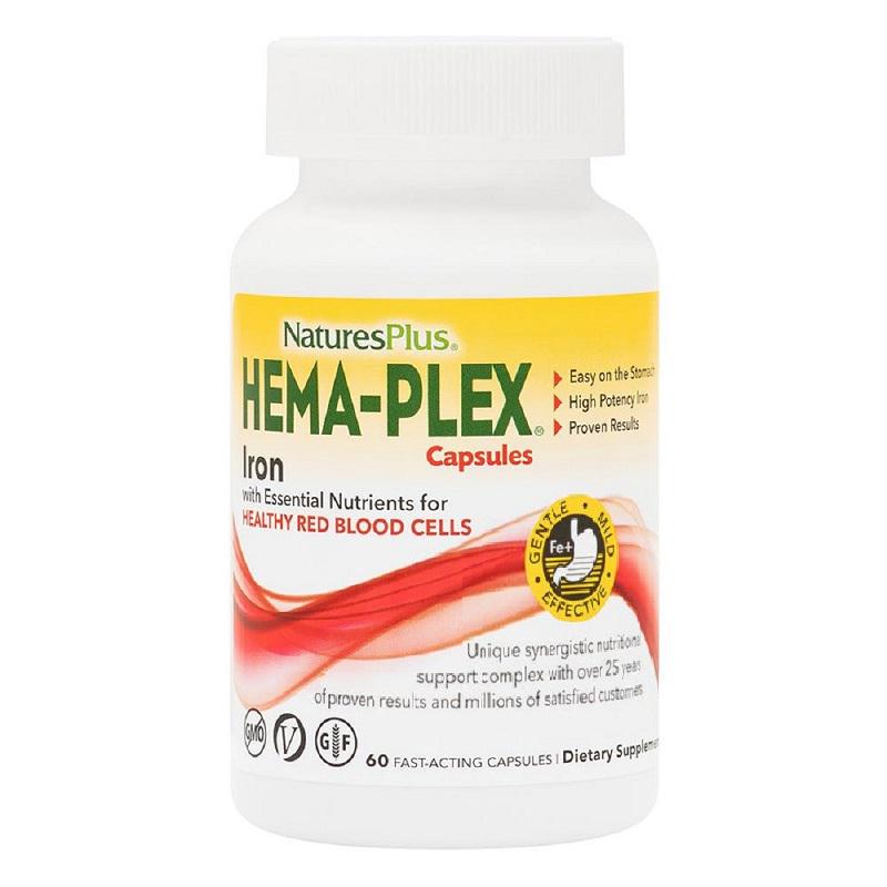 Комплекс Natures Plus Hema-Plex для поддержки здоровья крови 60 вегетарианских капсул