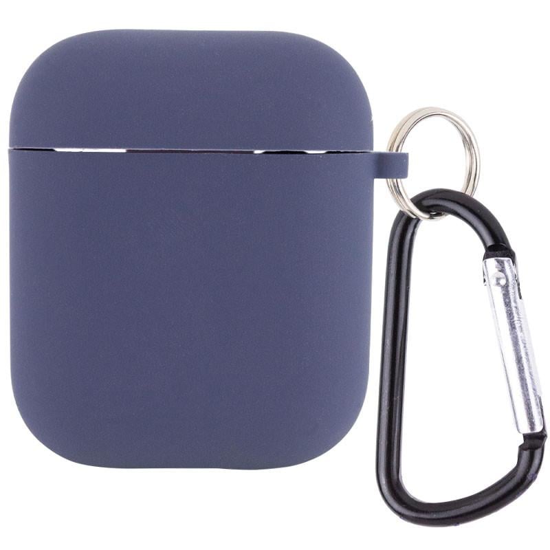 Футляр для наушников противоударный для AirPods 1/2 силиконовый с микрофиброй Midnight blue (00000039442_21)