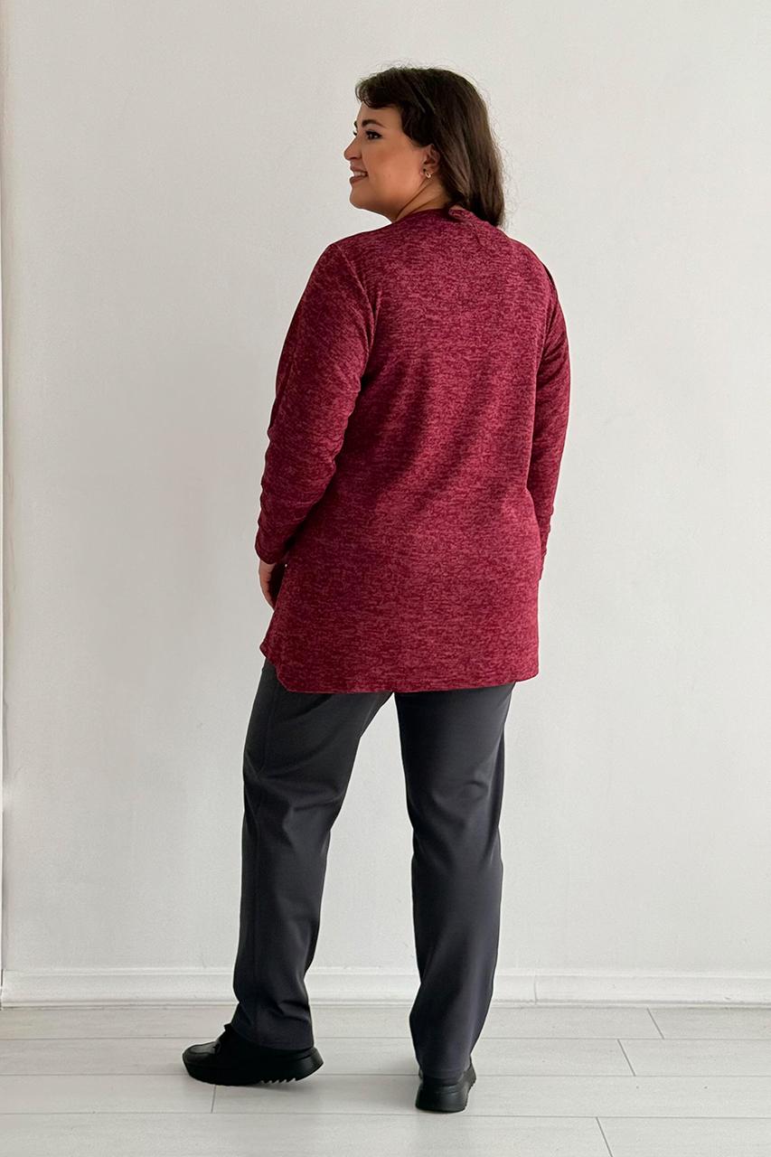 Туніка жіноча батал PANNI Божена м'який трикотаж р. 56-58 Бордовий (Р2508252252) - фото 3 Туніка жіноча батал PANNI Божена м'який трикотаж р. 56-58 Бордовий (Р2508252252) - фото 3