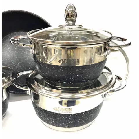 Набір кухонних каструль Benson BN-293 12 ін. у наборі нержавіюча сталь - фото 3 Набір кухонних каструль Benson BN-293 12 ін. у наборі нержавіюча сталь - фото 3