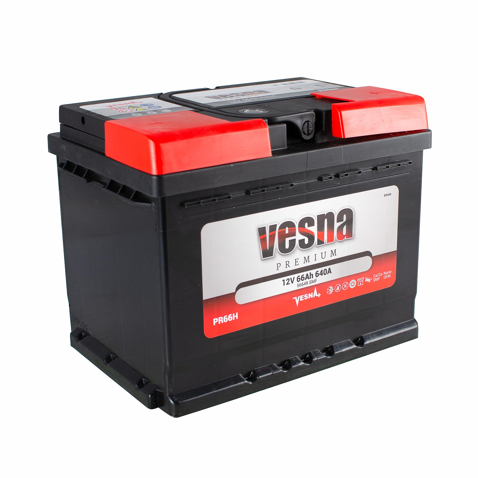 Аккумулятор Vesna Premium 6266 Ah/12V 0 плюс справа