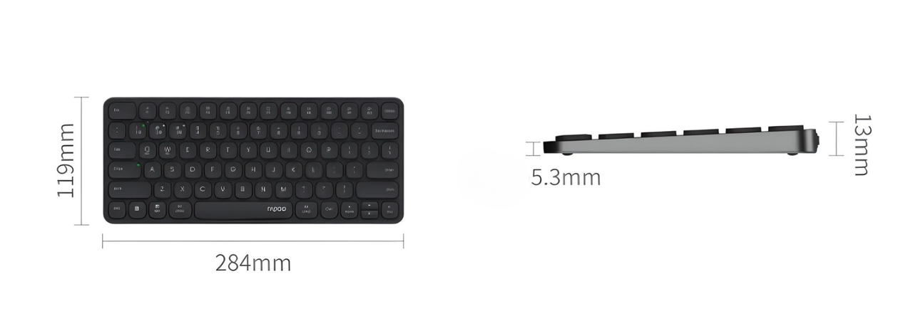 Комплект бездротовий RAPOO 9050S клавіатура/миша з акумулятором 2400DPI Чорний (2644777216) - фото 7 Комплект бездротовий RAPOO 9050S клавіатура/миша з акумулятором 2400DPI Чорний (2644777216) - фото 7