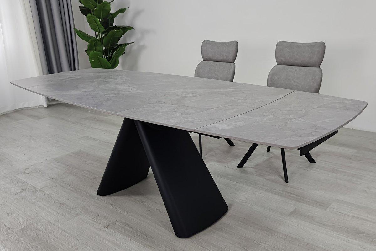 Стол обеденный раскладной Intarsio GreySON CERAMIC 160-240х90 см Серый матовый/Черный (GREYSON160) - фото 9 Стол обеденный раскладной Intarsio GreySON CERAMIC 160-240х90 см Серый матовый/Черный (GREYSON160) - фото 9