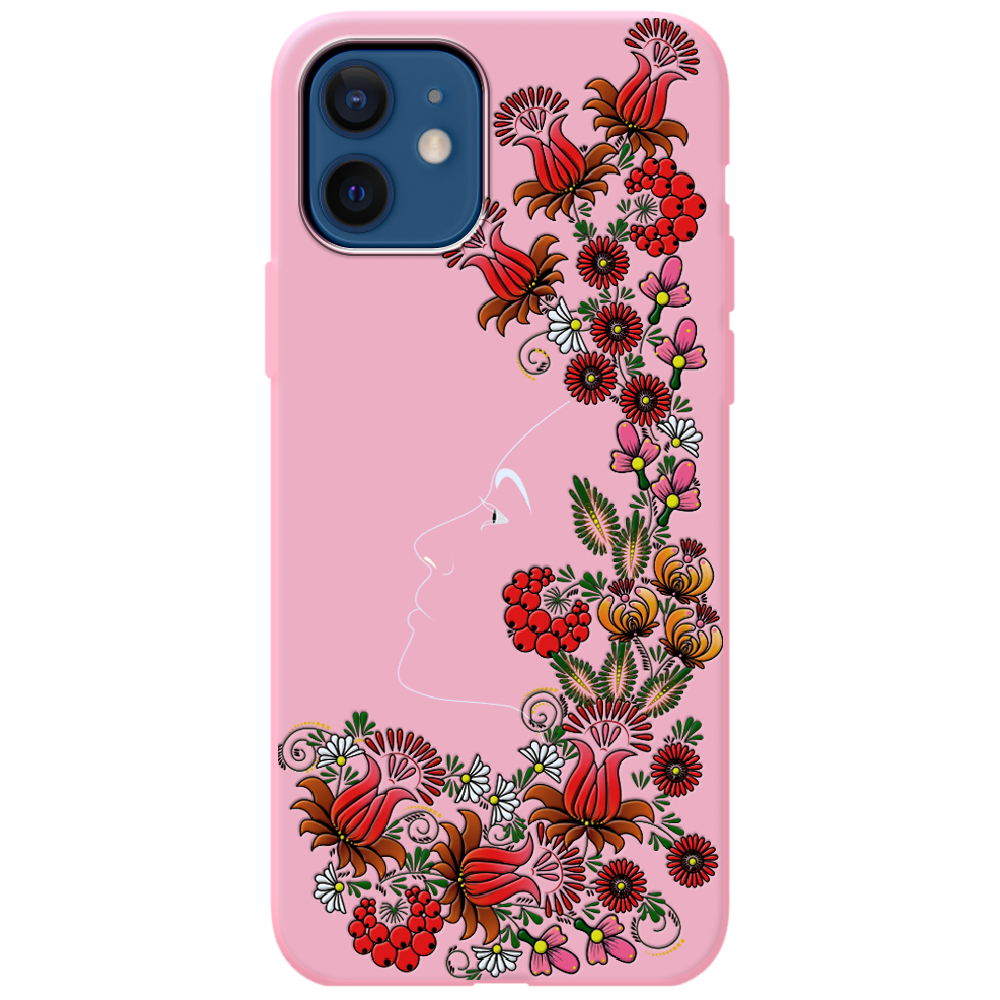 Чохол Boxface iPhone 12 3D Ukrainian Muse Рожевий силікон (41161-bk64-43059)