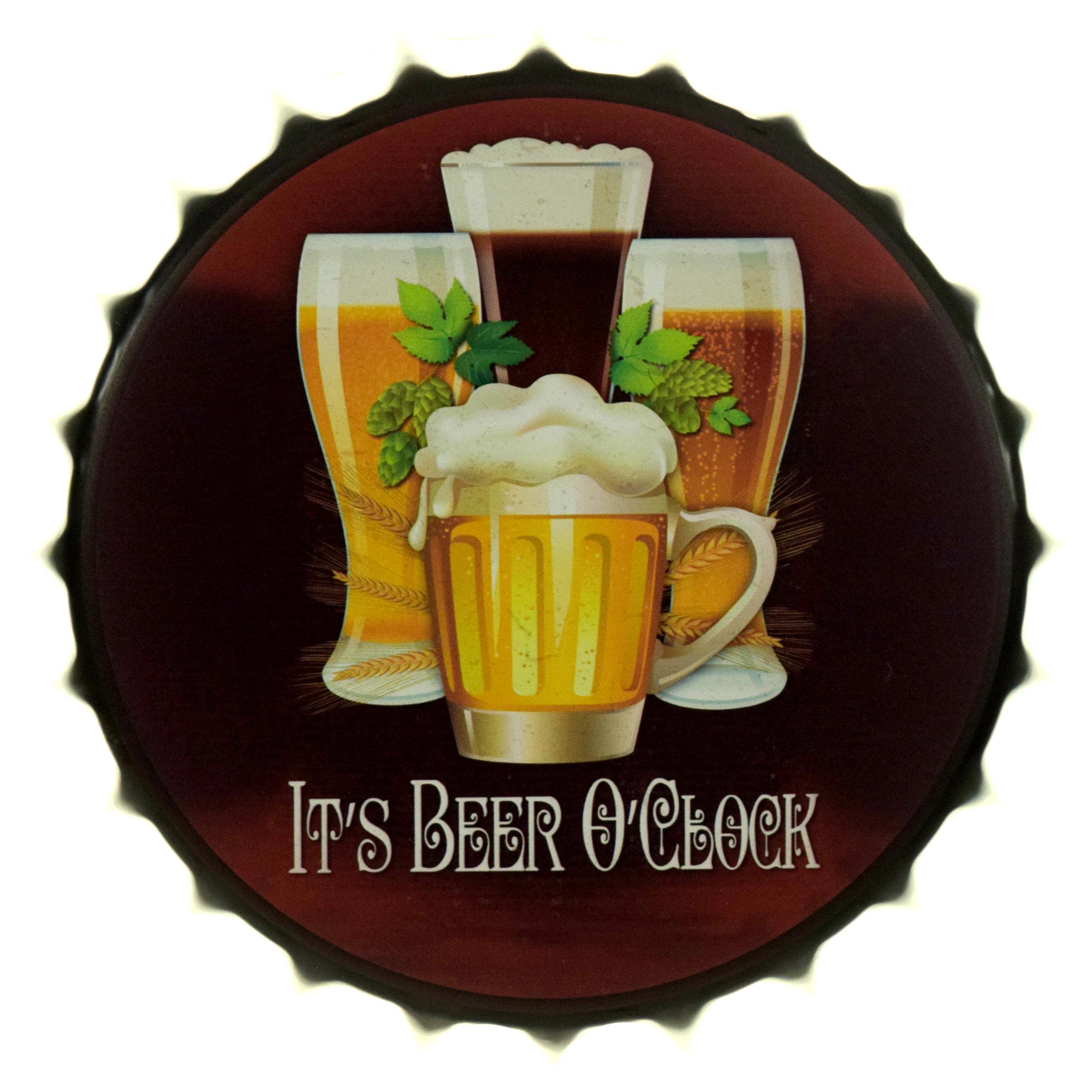 Табличка металлическая "It's Beer O'Clock" 35 см (ms-104670)
