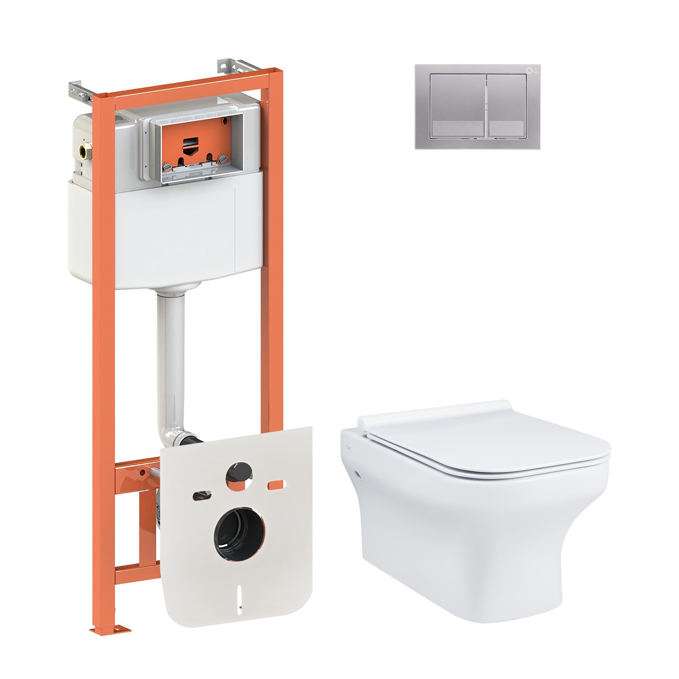 Комплект инсталляции Q-tap Nest QT0433C660HW0133M425M06029SAT с унитазом кнопка Сатин (124700)