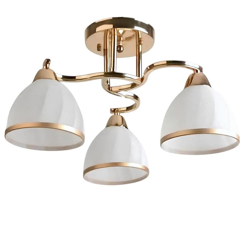 Люстра потолочная Light House SH-20090/3 FG E27х3 плафон белый с каймой 480х480х220 мм Золотой Люстра потолочная Light House SH-20090/3 FG E27х3 плафон белый с каймой 480х480х220 мм Золотой