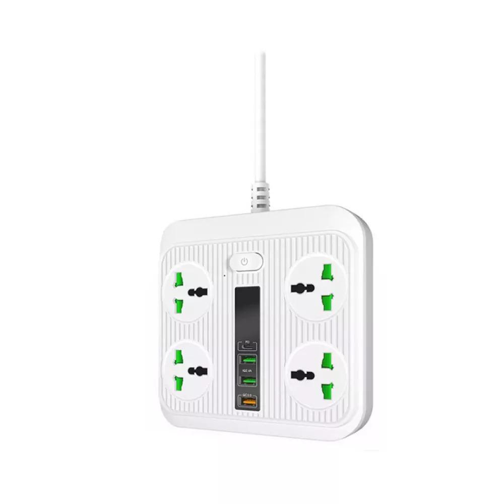 Сетевой фильтр T18 4 розетки/3 USB/Type-C 2м White Сетевой фильтр T18 4 розетки/3 USB/Type-C 2м White