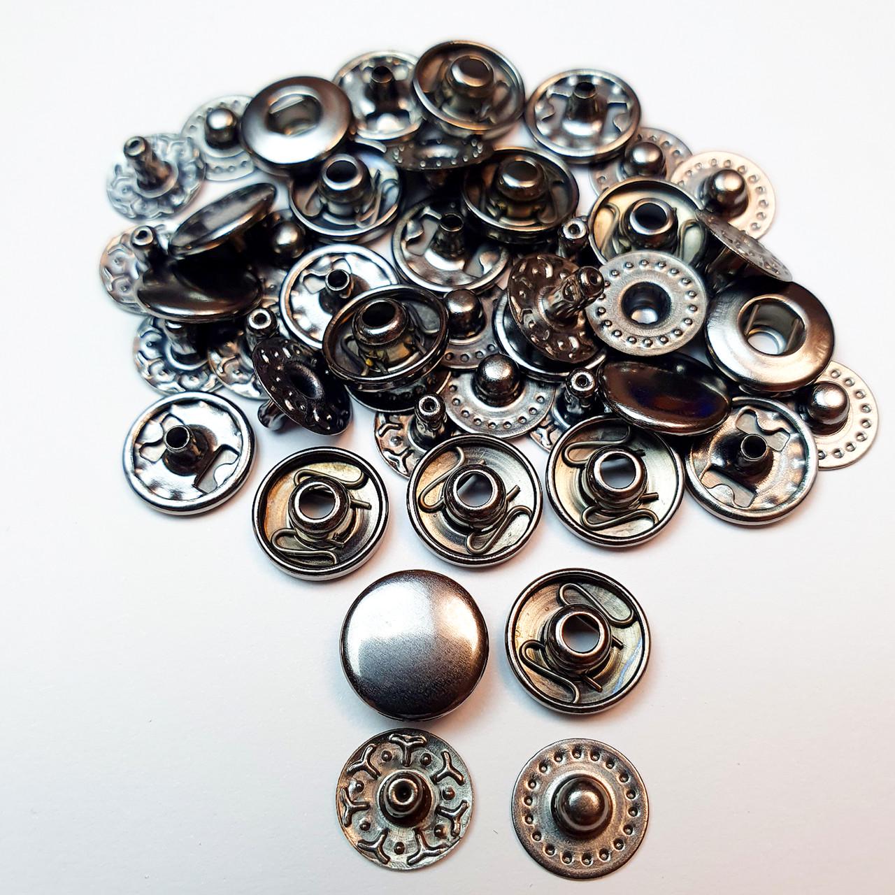 Кнопка металева Strong Alfa VT-2 10,5 мм 10 шт. Чорний нікель