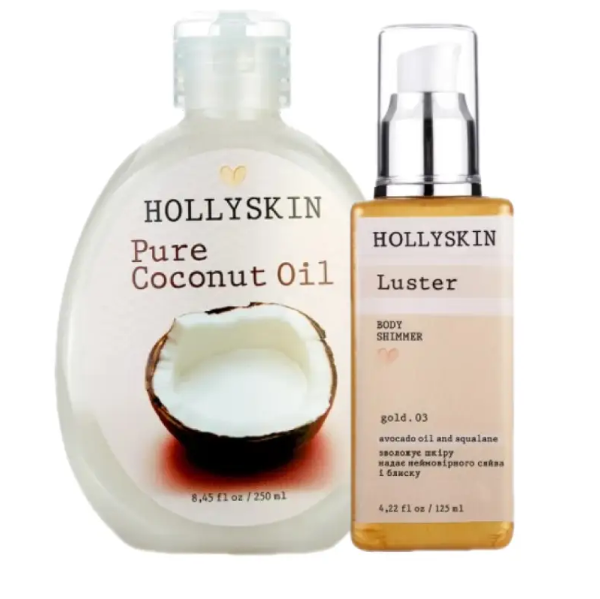 Набор для тела HOLLYSKIN шимер Luster Body Shimmer gold 03/кокосовое масло Pure Coconut Oil (2527270978)