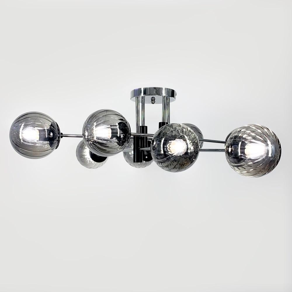 Люстра стельова на 8 графітових плафонів Ø 85 см Хром (51797/8 CH+BK+GR)