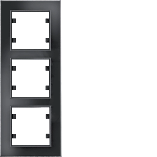 Рамка трехместная вертикальная Hager Lumina Passion Черное стекло (WL9131)