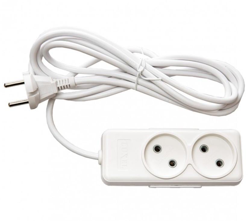 Удлинитель сетевой Luxel 2 поста без заземления 5 м Белый (7305) - фото 1