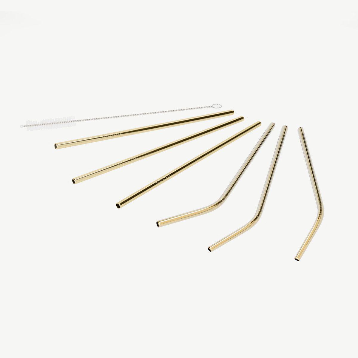 Набор коктейльных трубочек с ершиком Homla RIJO 22 см 7 шт. Золотой (164392) - фото 2