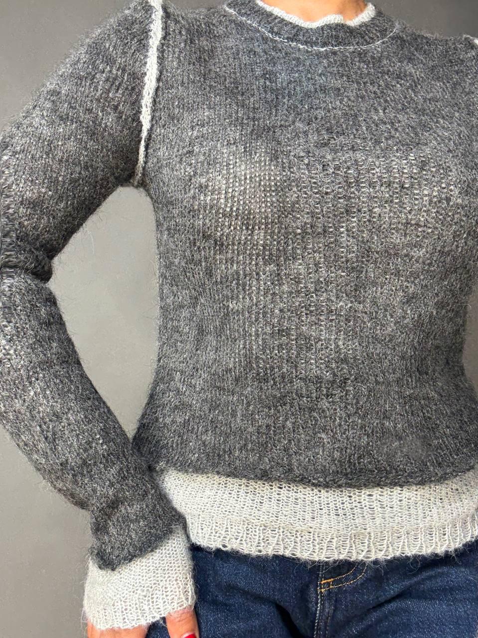 Светр жіночий A-N 8096 двошаровий в'язаний павутинка OS Сірий (5412) - фото 6 Светр жіночий A-N 8096 двошаровий в'язаний павутинка OS Сірий (5412) - фото 6