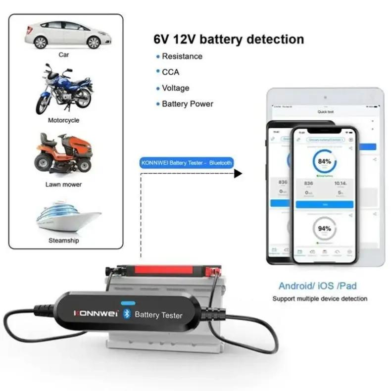 Тестер аккумуляторных батарей Konnwei BK100 Bluetooth 695 6v-12v - фото 6