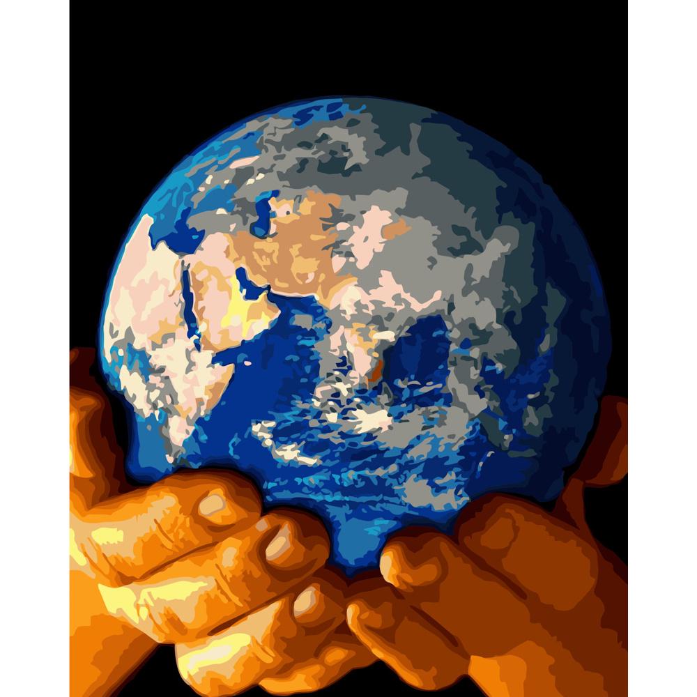 Картина по номерам Strateg Премиум Планета в наших руках 40х50 см (GS191)