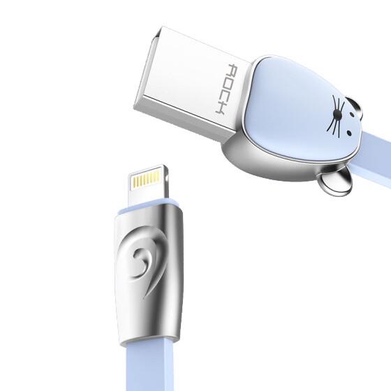 Кабель Lightning Rock Zodiac Mouse для зарядки і передачі даних плоский RCB0501 1 м Блакитний