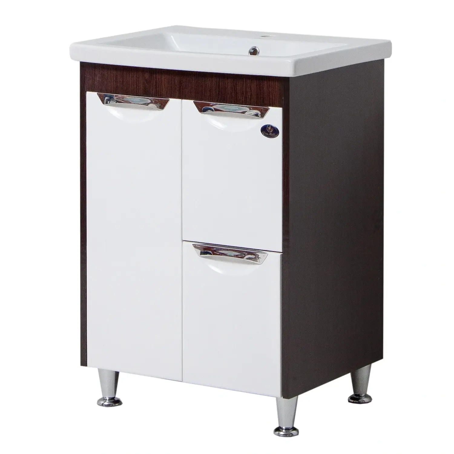 Тумба для ванной Van Mebles Венге 600x450 напольная с умывальником Глория 60 Венге/Белый (MRT-000003824)