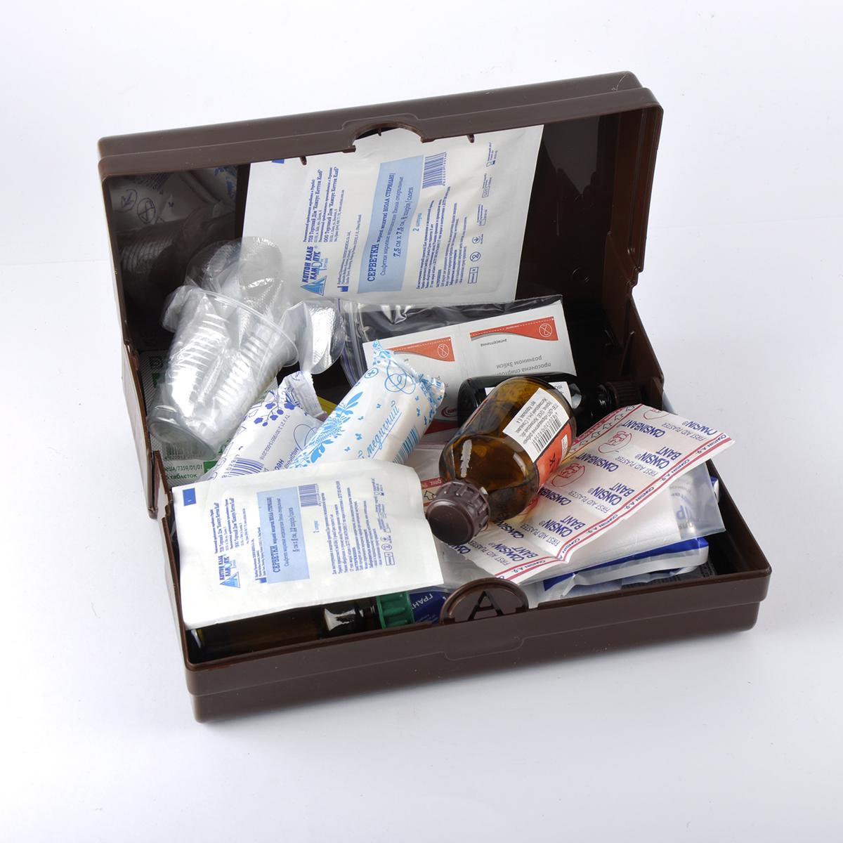 Аптечка АМА-1 до 9 человек бокс красный крест с обезболивающим Коричневый (278922)