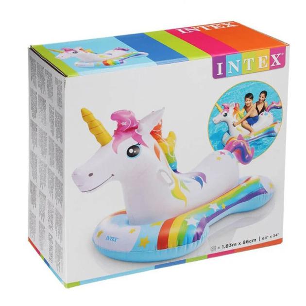 Надувний круг-пліт з ручками дитячий Intex 57552 Єдиноріг 163х86 см - фото 5