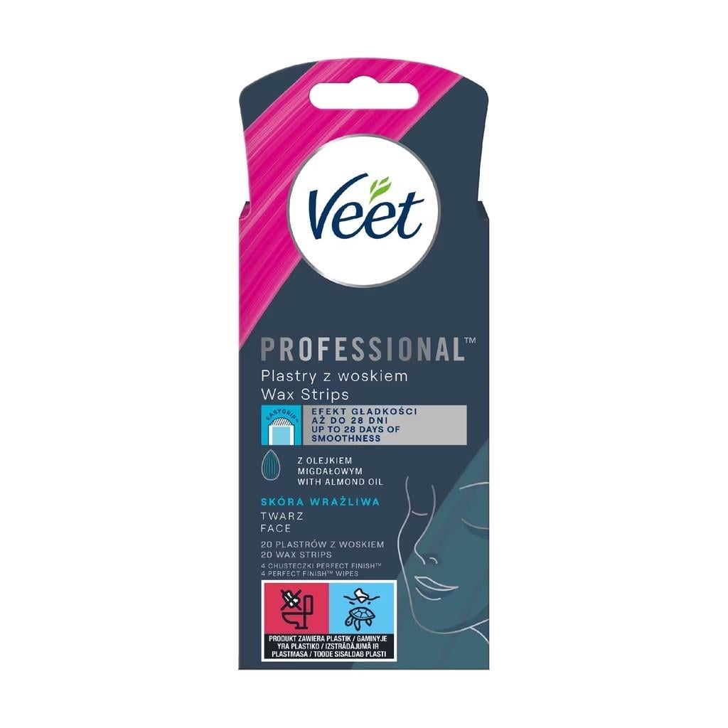 Восковые полоски для депиляции Veet Professional для чувствительной кожи лица 20 шт. (000005477)