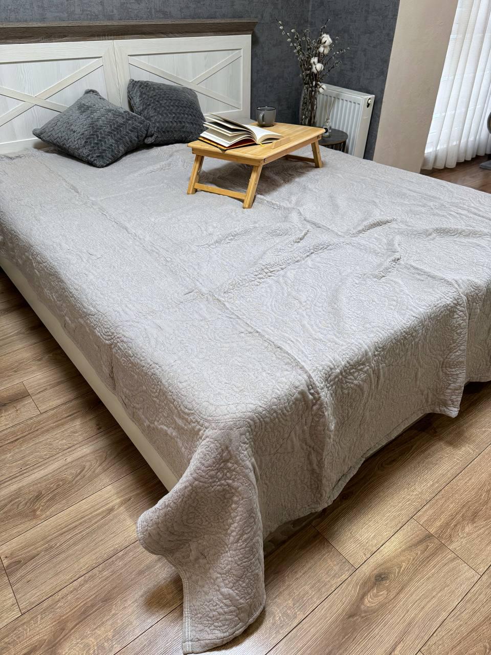 Покрывало-плед лен евро 200х230 см Капучиновый (15174839)