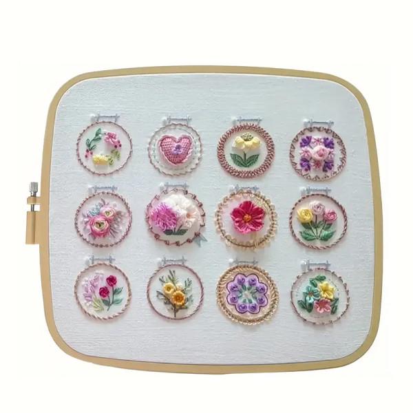 Набор для вышивания пяльце/нити/иглы/ножницы/холст 33х29 см Разноцветный