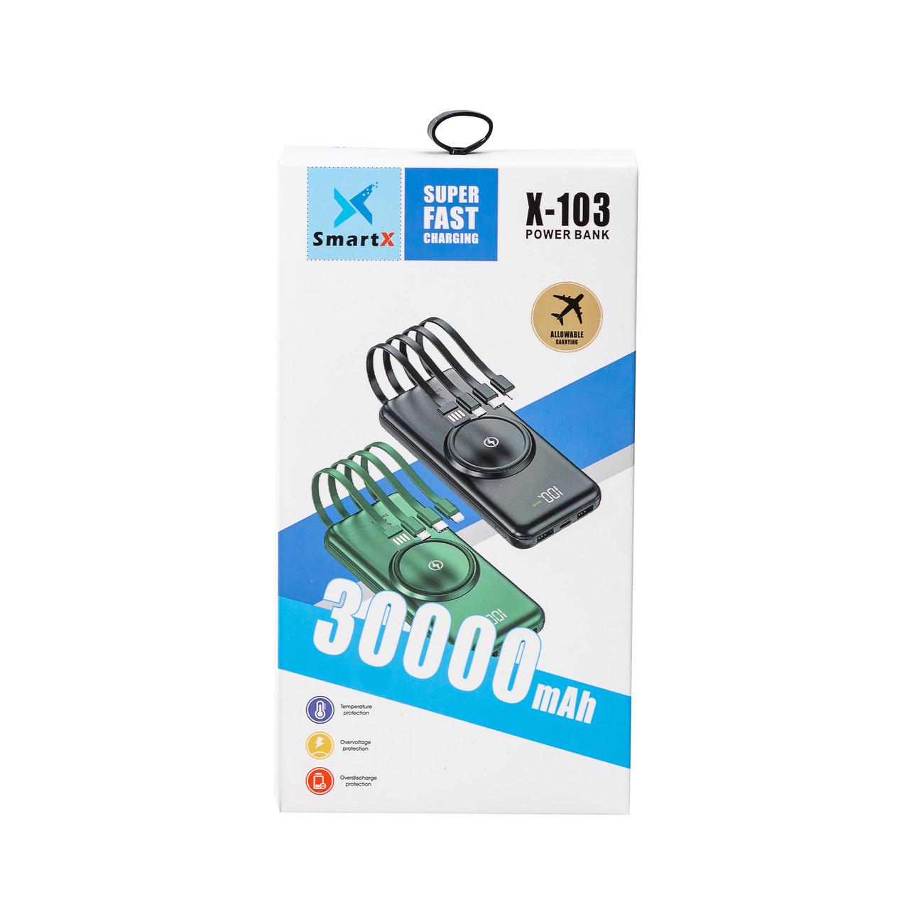 Повербанк с беспроводной зарядкой и 4 встроенными кабелями Туре-С/Micro USB 30000 mAh - фото 4