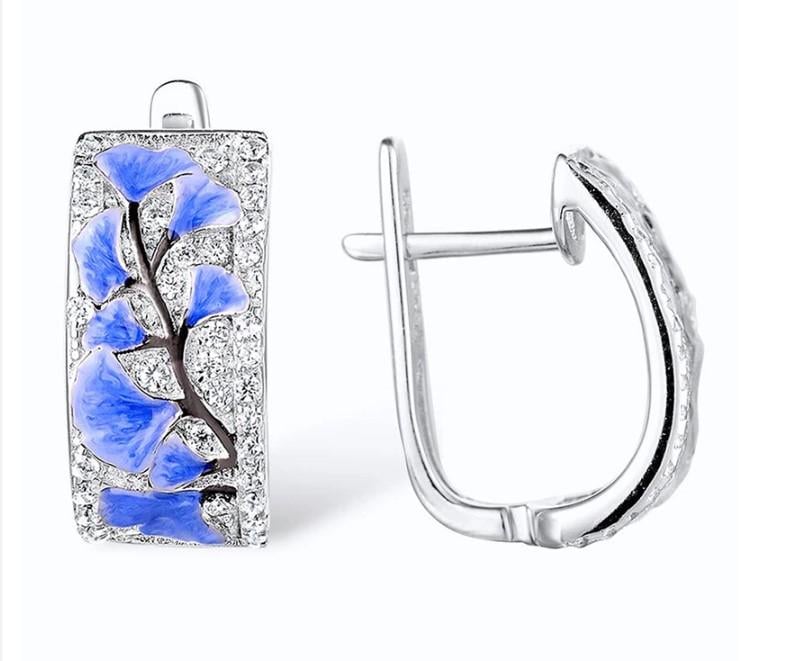 Сережки жіночі Гінкго Синій лист темпераментний (1816506567)