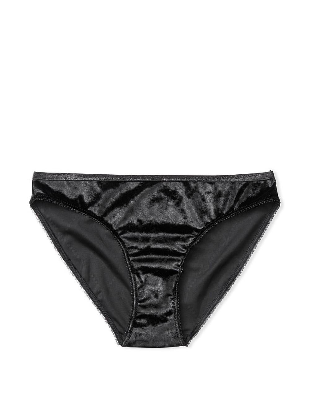 Жіночі трусики Victoria's Secret black velvet bikini panty А-505 M Чорний (55147696) - фото 4