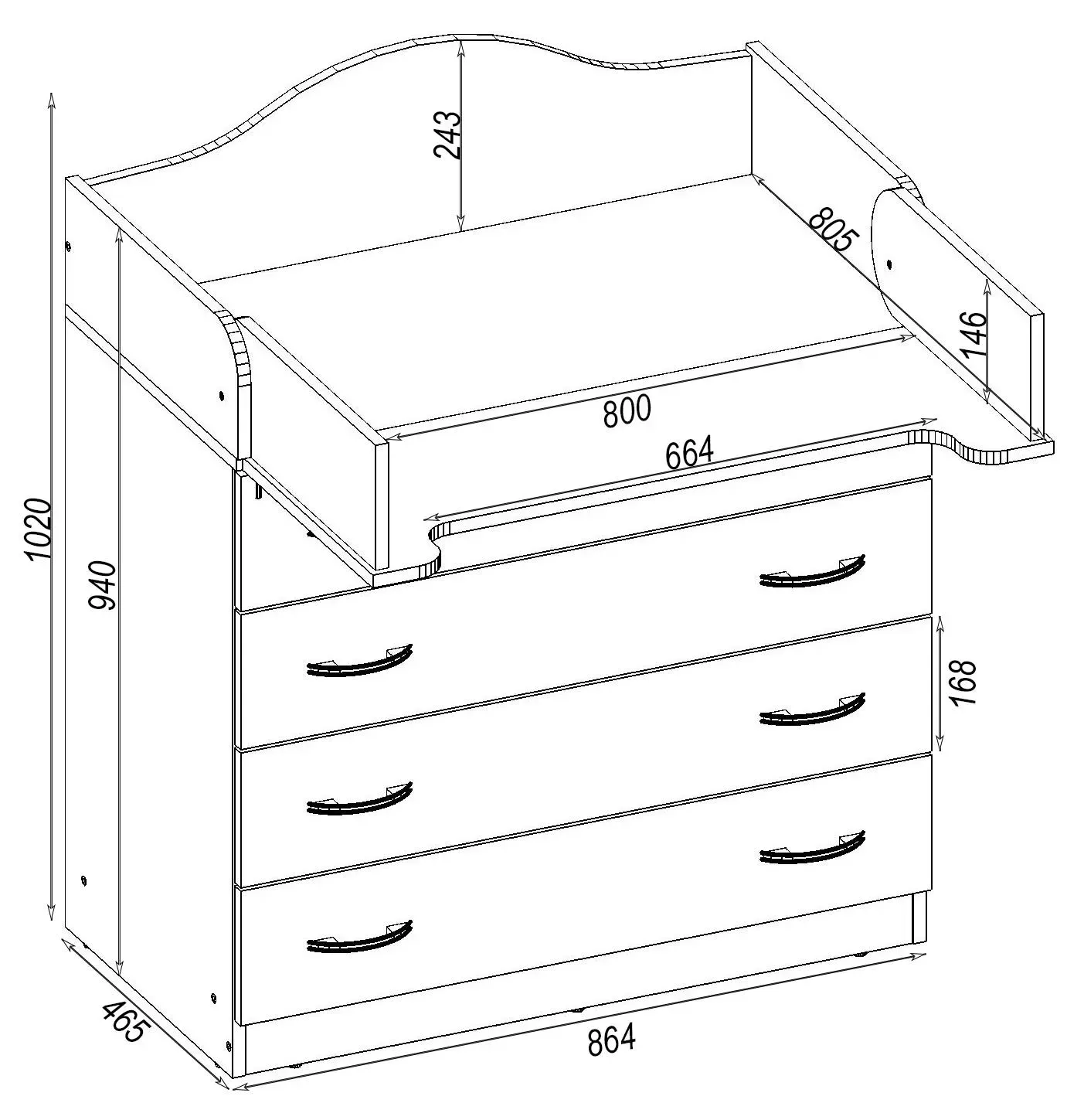 Комод пеленальний Kontinent №1 зі знімними бортиками 86,4х46,5х102 см Дуб Шамоні Світлий (81732466) - фото 2 Комод пеленальний Kontinent №1 зі знімними бортиками 86,4х46,5х102 см Дуб Шамоні Світлий (81732466) - фото 2