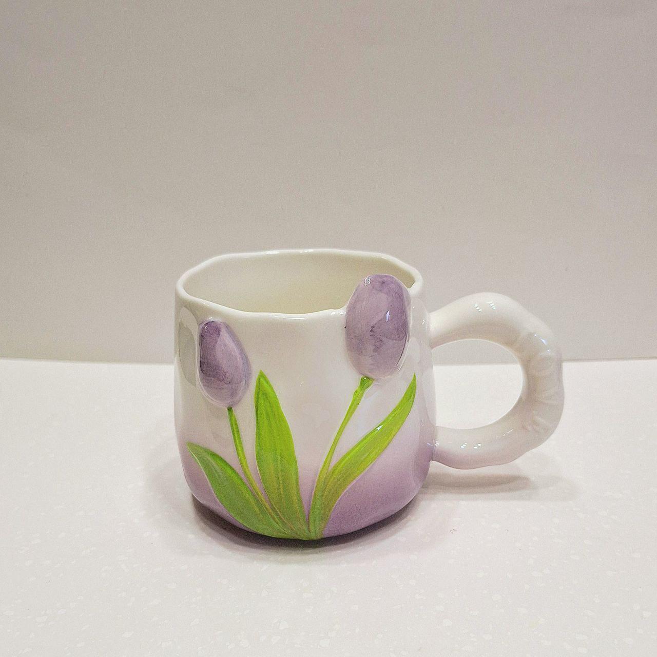 Кружка керамічна Лакшері тюльпан 400 мл Бузковий (907) Кружка керамічна Лакшері тюльпан 400 мл Бузковий (907)