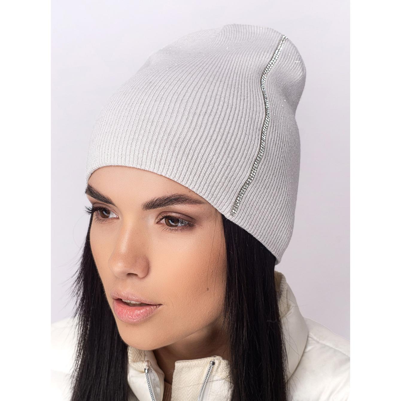 Шапка женская со стразами Leks Дарья-люрекс One size Иний (141967)