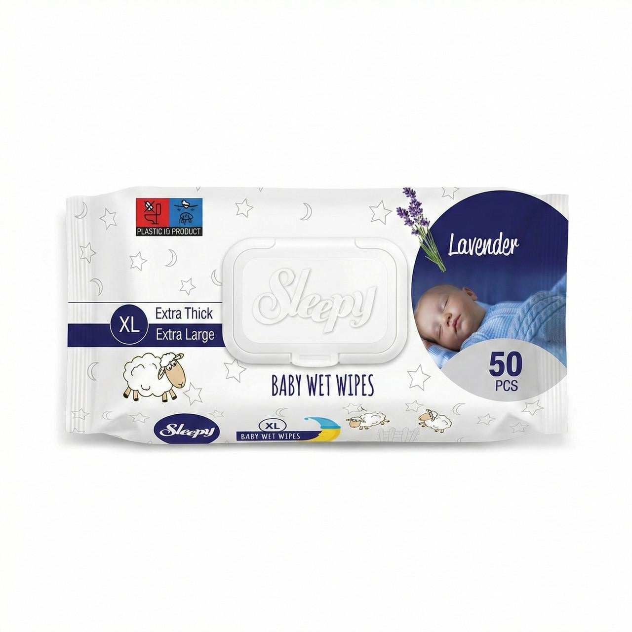 Влажные полотенца для детей Sleepy Extra XL Lavender 21x27 см 50 шт. Влажные полотенца для детей Sleepy Extra XL Lavender 21x27 см 50 шт.