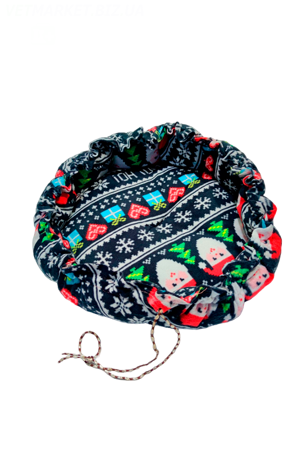 Лежак для животных Нежность принт деда мороза круглый 55 см (00000007432)