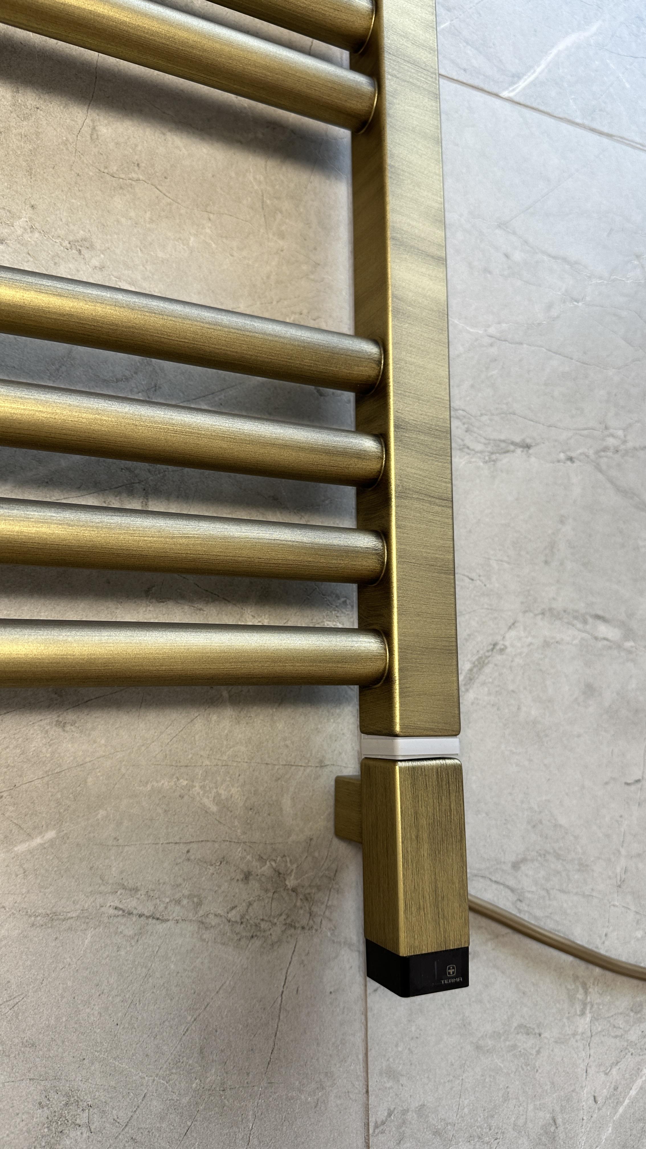 Полотенцесушитель электрический Terma Fiona с тэном MOA 1140x500 мм Brushed Brass (689) - фото 5