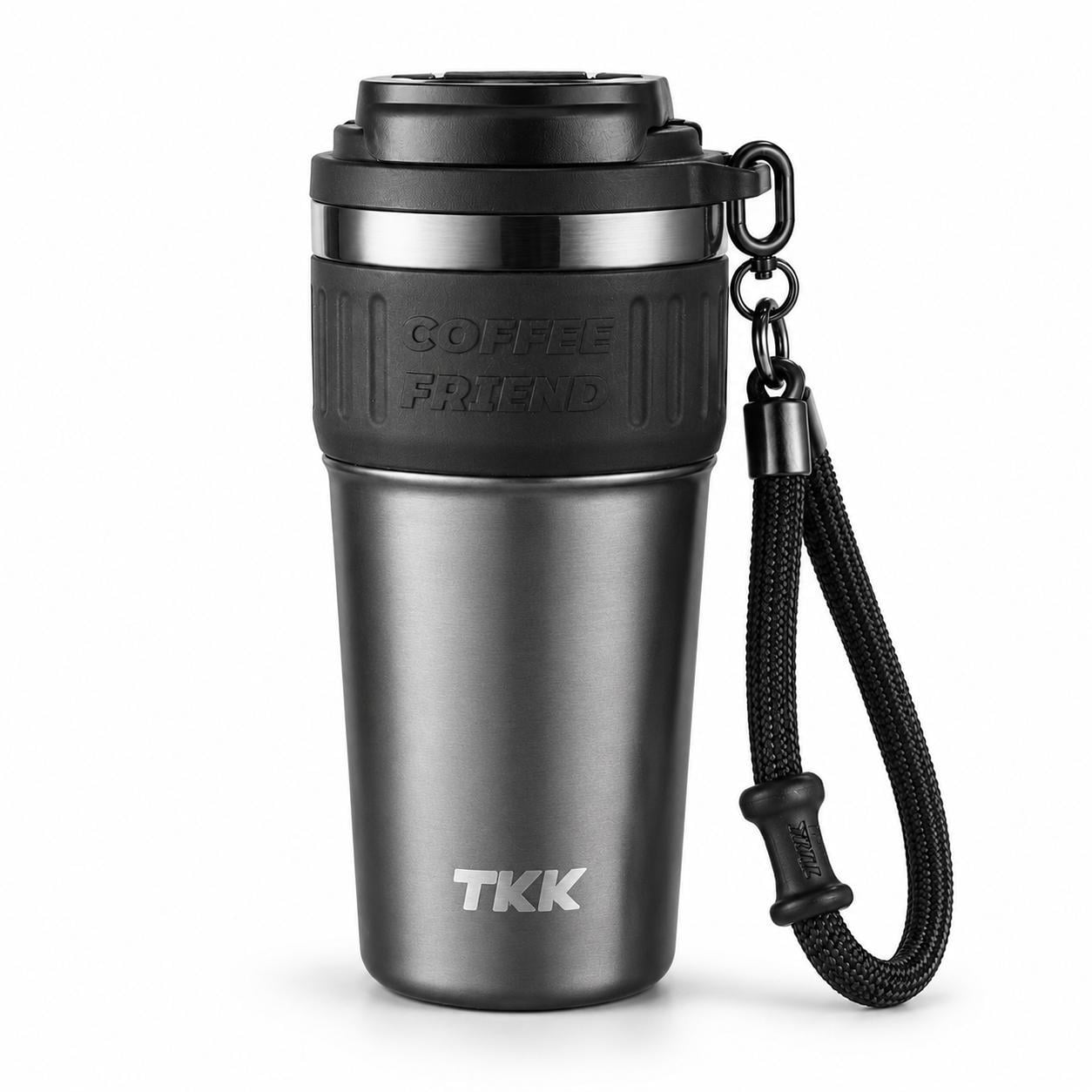 Термокружка TerraFlow Coffee двойные стенки сталь 316 керамическое покрытие с ремешком 630 мл Темно-серый (3105813584) Термокружка TerraFlow Coffee двойные стенки сталь 316 керамическое покрытие с ремешком 630 мл Темно-серый (3105813584)