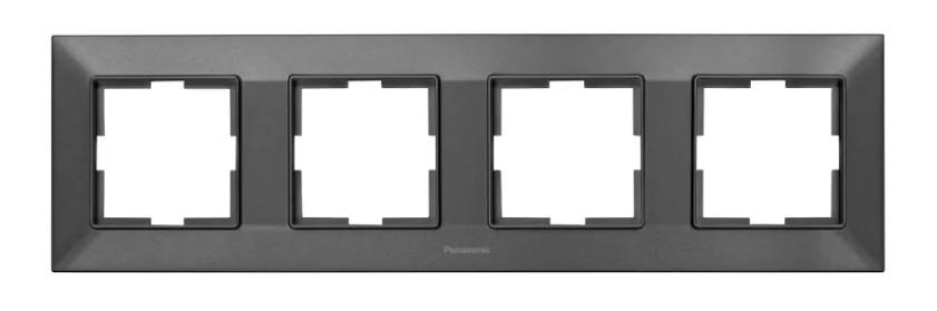 Рамка для розеток чотиримісна горизонтальна Panasonic Arkedia Slim WNTF08042DG-UA Димчастий