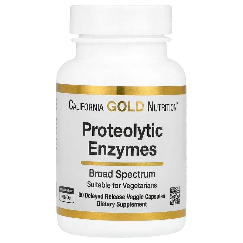 Ферменти широкого спектра California Gold Nutrition Proteolytic Enzymes протеолітичні ензими 90 капс. (1440997049)