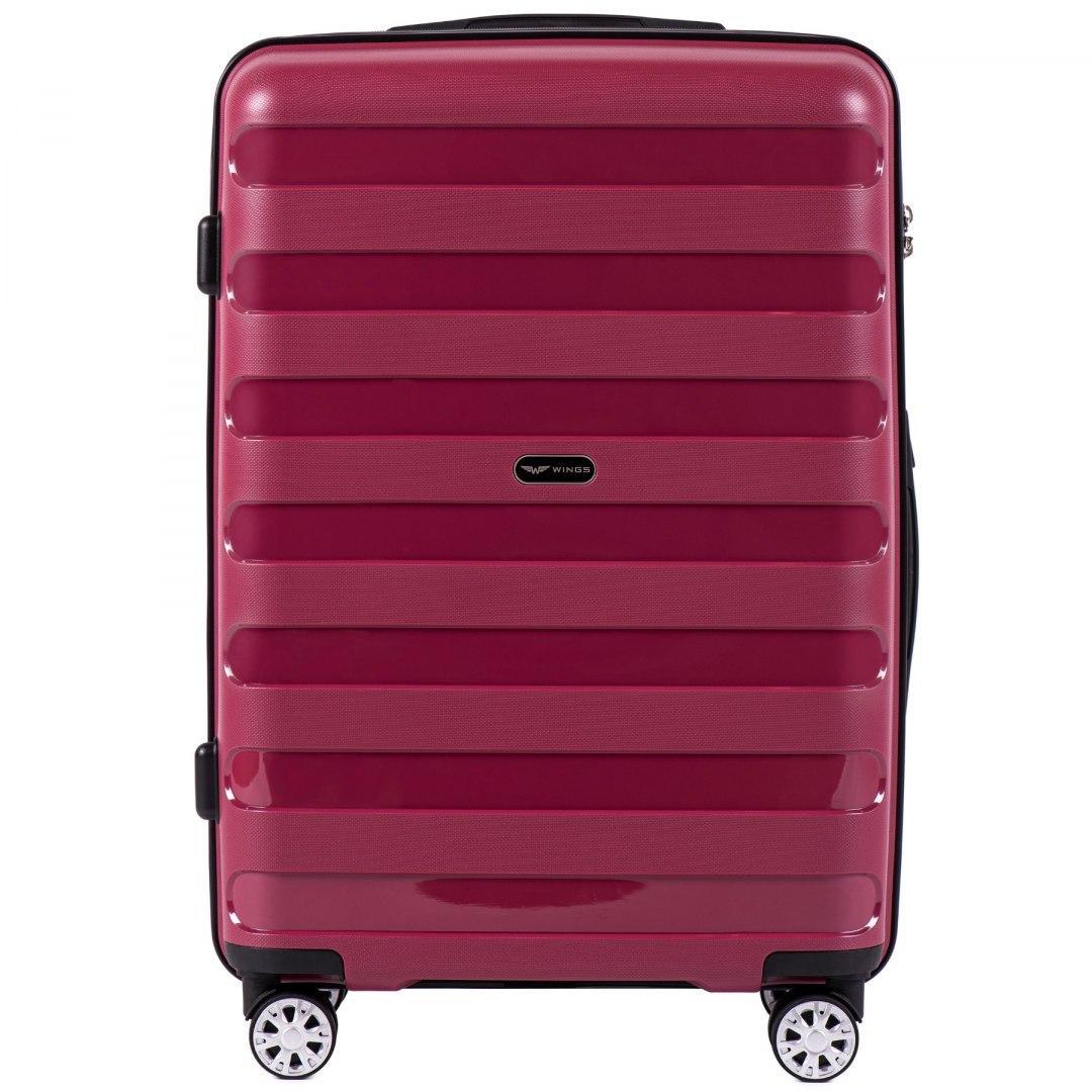 Чемодан Wings PP07 полипропиленовый средний 60 л на 4 сдвоенных колесах Красный