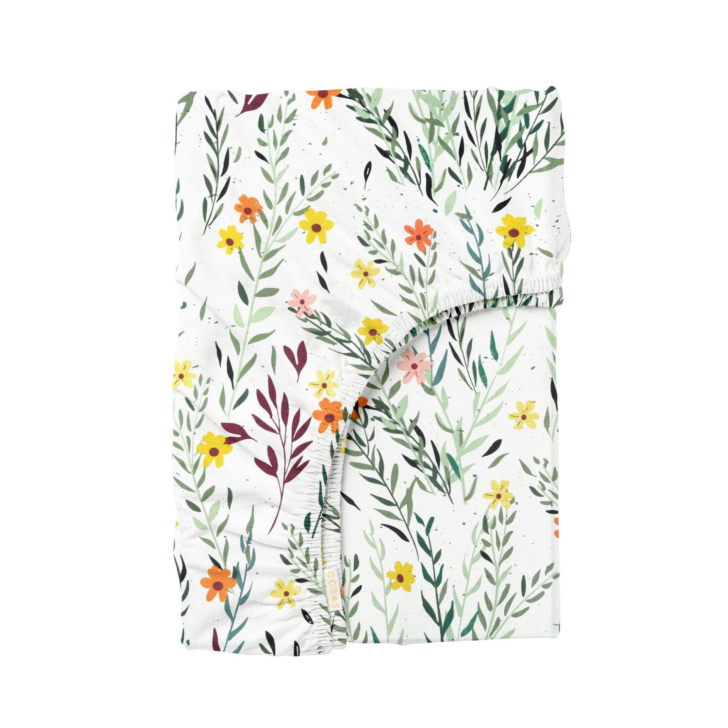 Простынь Cosas на резинке в детскую кроватку 60x120 см Flowering (4822052172339)