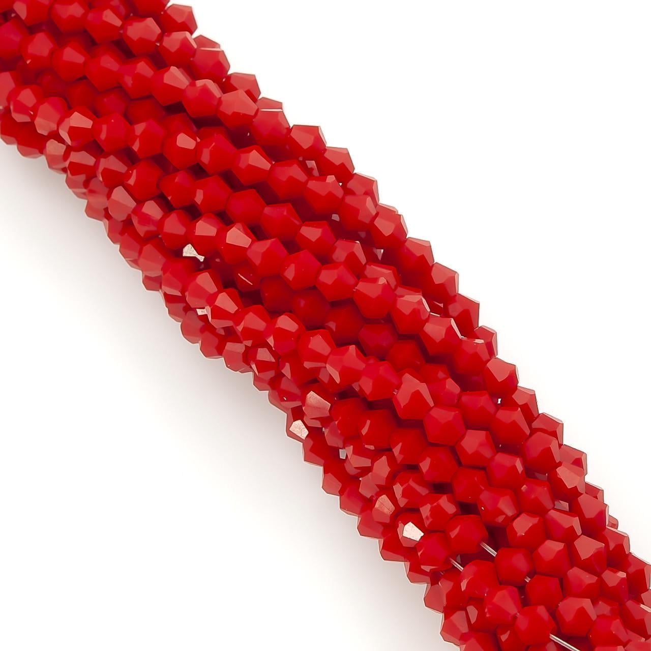 Бусины хрустальные Биконус 2,3х3 мм 160 шт. непрозрачный Красный темный (БИ0002к37)