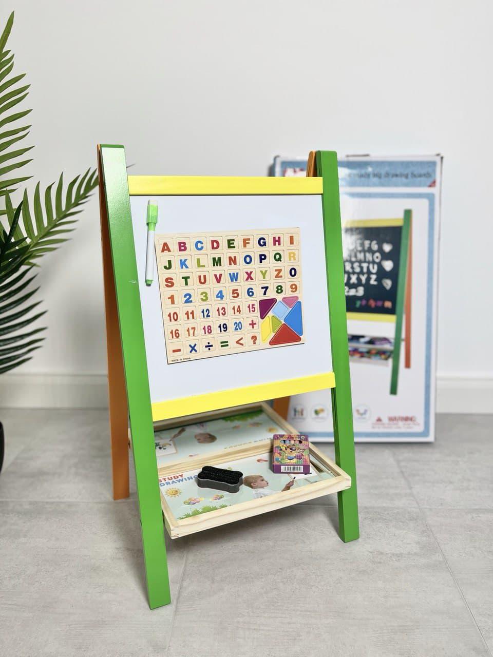 Детский мольберт двухсторонний магнитный напольный с полочкой - фото 3 Детский мольберт двухсторонний магнитный напольный с полочкой - фото 3